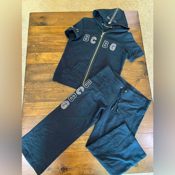 BCBG Black Bedazzled Sweat Suit - Picture 1 of 4